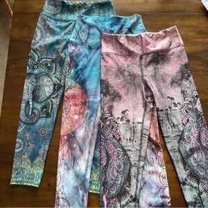 Evolution And Creation Leggings Lot of 3 Size S High-Rise Multicolor Print Yoga